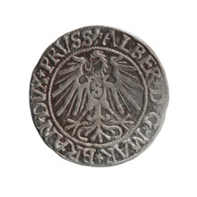 Albrecht Hohenzollern (Prince of Prussia; 1490–1568) — obverse: Prussian eagle, on its chest the