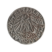 Albrecht Hohenzollern (Prince of Prussia; 1490–1568) — obverse: Prussian eagle with crowned letter