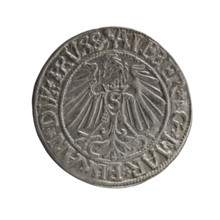 grosz, Schilling, Maciej, R0 (rarity), Albrecht Hohenzollern (Prince of Prussia; 1490–1568) —