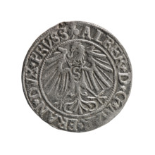 Albrecht Hohenzollern (Prince of Prussia; 1490–1568) — grosz (Schilling), R0 (rarity). Ducal