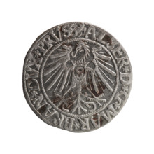 Albrecht Hohenzollern (Prince of Prussia; 1490–1568) — grosz, Schilling, Maciej, R0 (rarity).