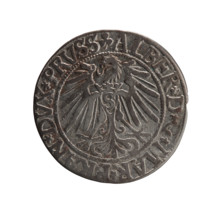 Albrecht Hohenzollern (Prince of Prussia; 1490–1568) — obverse: Prussian eagle with crowned letter