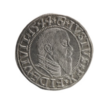 Obverse: Prussian eagle with crowned letter S on its chest; rim inscription beginning with a