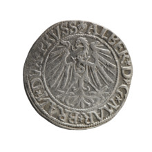 grosz; Schilling, Maciej, publisher; Decjusz, Jost Ludwik (fl. 1528–1535); R3 (rarity). Obverse: