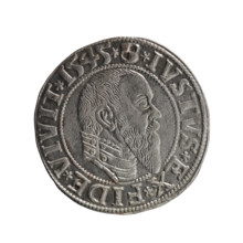 grosz; publisher: Schilling, Maciej; engraver: Decjusz, Jost Ludwik (fl. 1528–1535); R0 (rarity).