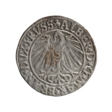 Obverse: Prussian eagle; on its chest a crowned letter S. In the rim between the pearl borders an