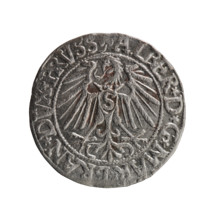 grosz, Schilling, Maciej, Albrecht Hohenzollern (Prince of Prussia; 1490–1568) — iconography: