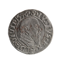 grosz, Schilling, Maciej, Albrecht Hohenzollern (Prince of Prussia; 1490–1568) - iconography,