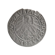 grosz, Schilling, Maciej, Albrecht Hohenzollern (Prince of Prussia; 1490–1568) — iconography: