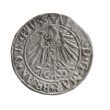 grosz, Schilling, Maciej, Albrecht Hohenzollern (Prince of Prussia; 1490-1568) - iconography,