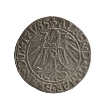 Albrecht Hohenzollern (Prince of Prussia; 1490–1568) — obverse: Prussian eagle, on its chest a