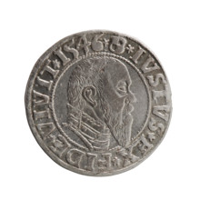 Albrecht Hohenzollern (Prince of Prussia; 1490–1568) — silver coin, 1546. Obverse: Prussian eagle,