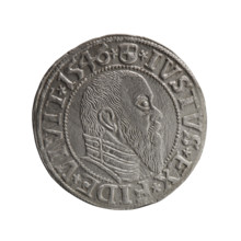 grosz, Schilling, Maciej, Albrecht Hohenzollern (Prince of Prussia; 1490–1568) - iconography,