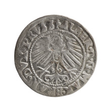 Albrecht Hohenzollern (Prince of Prussia; 1490–1568) — coin, 1547. Obverse: Prussian eagle, on its