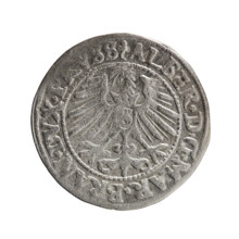grosz, Schilling, Maciej, Albrecht Hohenzollern (Prince of Prussia; 1490–1568) - iconography;