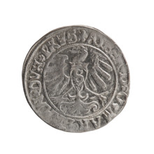 grosz, period forgery; Albrecht Hohenzollern (Prince of Prussia; 1490–1568) — iconography: eagles,