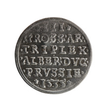 trojak, Decius, Jost Ludwik (fl. 1528-1535); male busts in armour, stars; Albrecht Hohenzollern