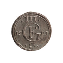 Pawel Trzeciak; publisher: Pawel Gulden. Jerzy Fryderyk (Duke of Karniów; 1539–1603). Obverse: in a