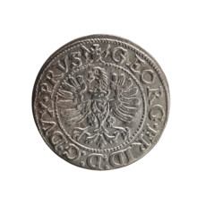 szelag (Gulden) by Pawel Gulden; Jerzy Fryderyk (Duke of Karniów; 1539–1603). Obverse: in a beaded