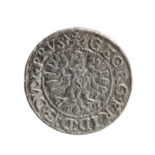 szelag (Gulden) by Pawel Gulden; maker: Jerzy Fryderyk (Duke of Karniów; 1539–1603). Obverse: in a