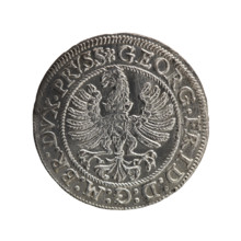 Obverse: Prussian eagle with crowned letter S on the chest, dividing the inner border; in the rim