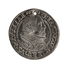 Trojak; Pawel Gulden, publisher. Jerzy Fryderyk (Duke of Karniów; 1539–1603) — iconography: