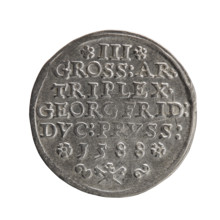 Trojak; Gulden, Pawel, publisher. Jerzy Fryderyk (Duke of Karniów; 1539–1603) — iconography: