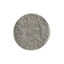 Gdansk grosz, Sigismund II Augustus (King of Poland; 1544–1572), Jagiellon dynasty; obverse:
