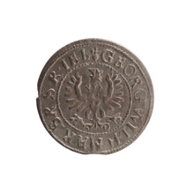 szelag, obverse: Prussian eagle with crowned letter S on its chest; rim inscription beginning with