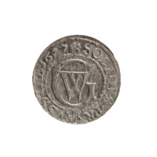 Szelag (coin), maker: Pfahler, Ernest; Obverse: Prussian eagle with crowned letter 'S' on its