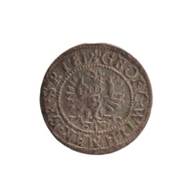 szelag, Ernest Pfahler, Prussian coin (szelag), Obv.: Prussian eagle with crowned letter S on its