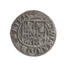 One-and-a-half coin. Obverse: under the ducal mitre, a five-field coat of arms; below in the shield