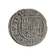 One-and-a-half (coin), Pfahler, Ernest. Obverse: under the ducal mitre, a five-field heraldic