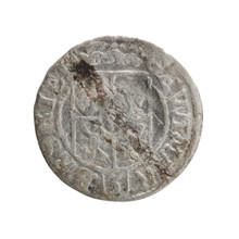 One-and-a-half (coin). Obverse: under the ducal mitre a five-field heraldic shield; below in the