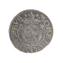 One-and-a-half; maker: Ernest Pfahler. Obverse: Under the ducal mitre, a five-field coat of arms;