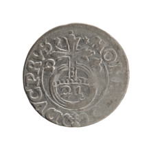 Obverse: Under the ducal mitre a five-field heraldic shield; below in the shield a value numeral 3.