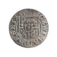 Obv.: Under the ducal mitre, a five-field heraldic shield; below in the shield the value numeral 3.