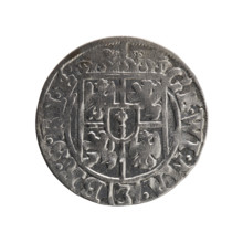 One and a half; maker: Ernest Pfahler. Obverse: Under a ducal mitre, a five-field heraldic shield