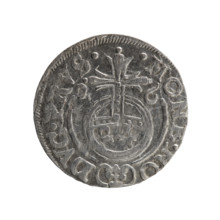 One-and-a-half coin; maker: Ernest Pfahler. Obverse: under the ducal mitre, a five-field heraldic