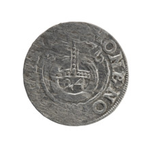 One-and-a-half coin, 1626. Obverse: under a ducal mitre, a five-field coat of arms; on the rim