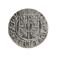 One and a half; Ernest Pfahler. Obverse: under a ducal mitre a five-field heraldic shield, below in