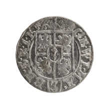One and a half, Ernest Pfahler. Obverse: under the ducal mitre, a five-field heraldic shield with