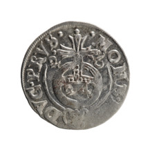 One-and-a-half; Ernest Pfahler. Obverse: Under the ducal mitre, a five-field heraldic shield; below