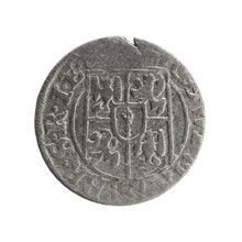 One-and-a-half unit coin. Obverse: under the ducal mitre a five-field coat of arms; below in the