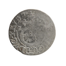 One-and-a-half coin attributed to Ernest Pfahler. Obverse: under the ducal mitre a five-field coat