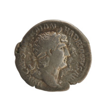 Denarius, Hadrian (76–138; Roman emperor 117–138). Obverse: head of the emperor with a laurel