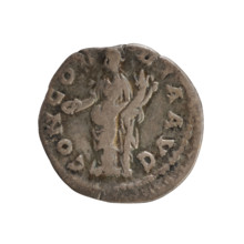 Denarius; Sabina (85–137), Roman empress; Hadrian (76–138), Roman emperor. Obverse: draped bust of