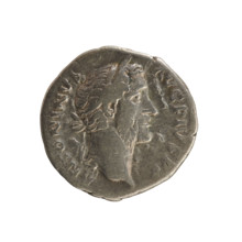 Denarius, Antoninus Pius (86–161; Roman Emperor 138–161). Obverse: Emperor's head right in a laurel