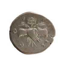Denarius of Antoninus Pius (86–161; Roman emperor 138–161). Obverse: Emperor's head in a laurel