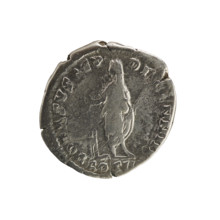 Denarius of Antoninus Pius (86–161; Roman emperor 138–161). Obverse: Emperor's head in a laurel
